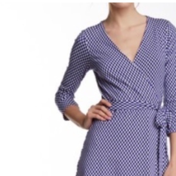 Diane von Furstenberg DVF Julian Two Wrap Dress Women’s 6 8 Blue Print Jersey - Picture 10 of 10